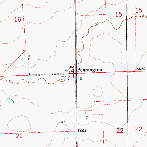 Topographic Map of Pennington, NM