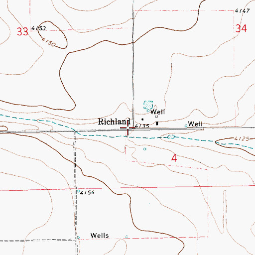 Topographic Map of Richland, NM