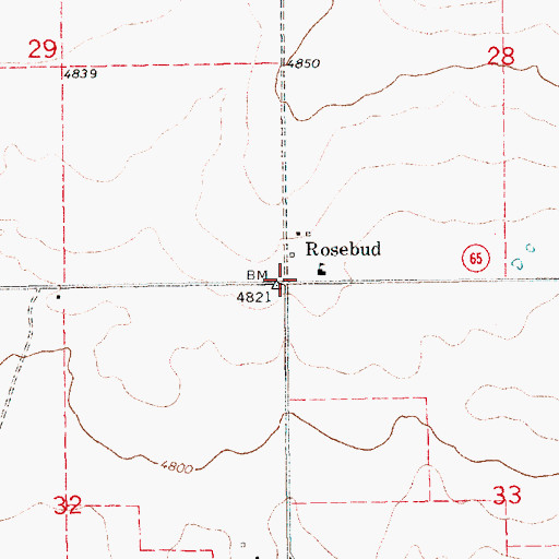 Topographic Map of Rosebud, NM