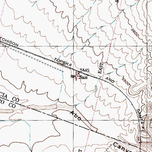 Topographic Map of Sais, NM