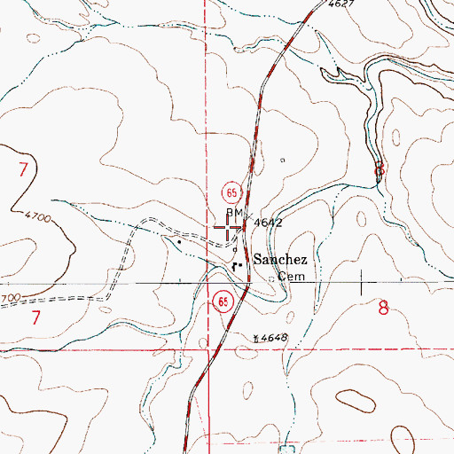 Topographic Map of Sanchez, NM