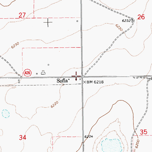 Topographic Map of Sofia, NM