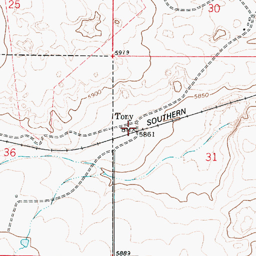 Topographic Map of Tony, NM