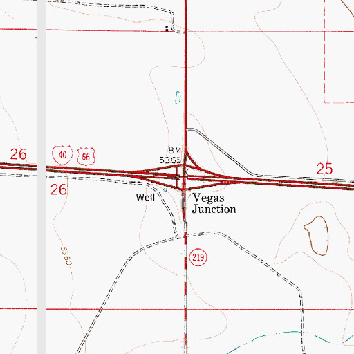 Topographic Map of Vegas Junction, NM