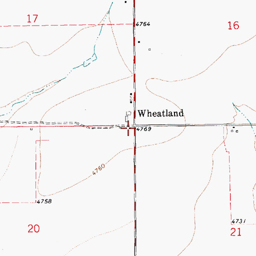 Topographic Map of Wheatland, NM