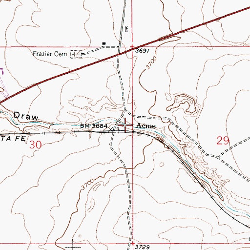 Topographic Map of Acme, NM