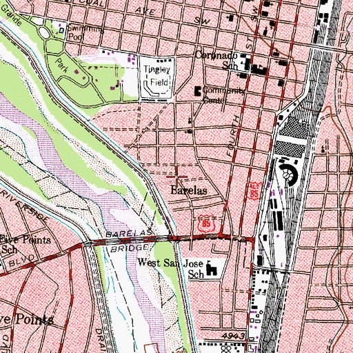 Topographic Map of Barelas, NM