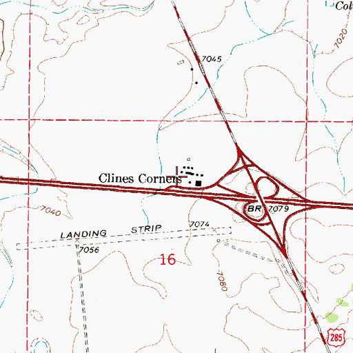 Topographic Map of Clines Corners, NM