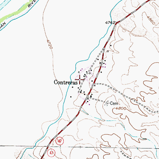 Topographic Map of Contreras, NM