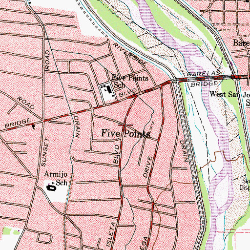 Topographic Map of Five Points, NM