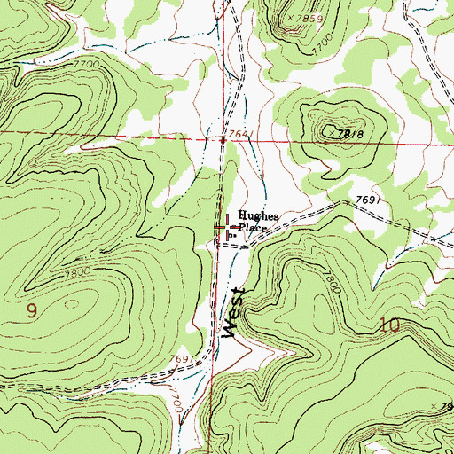 Topographic Map of Hughes Place, NM