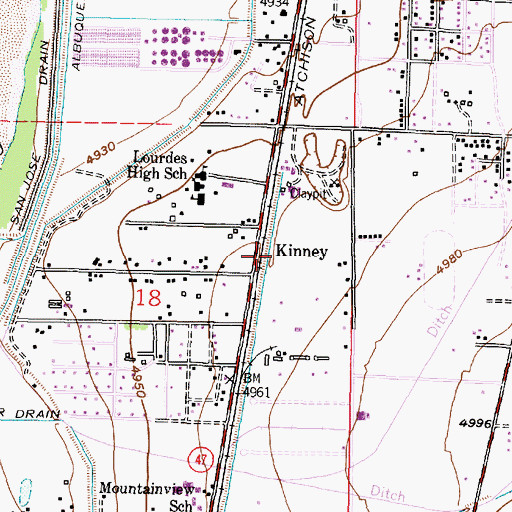 Topographic Map of Kinney, NM