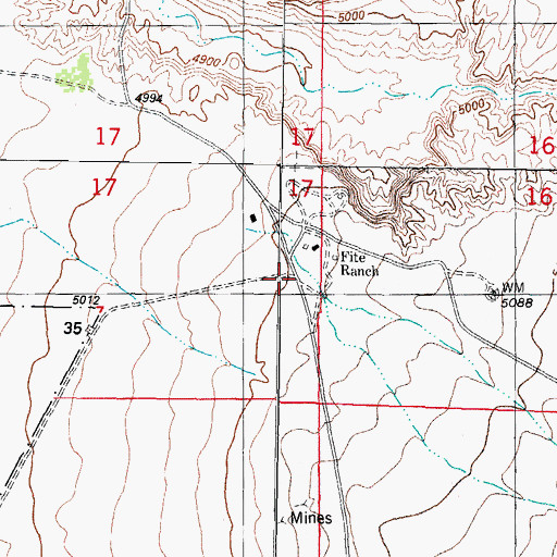 Topographic Map of Kinney Wells, NM