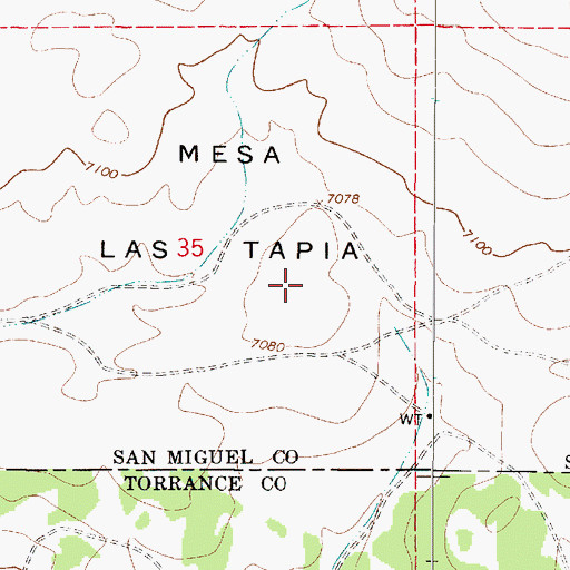 Topographic Map of Mesa las Tapia, NM