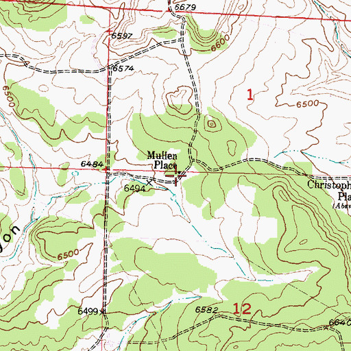 Topographic Map of Mullen Place, NM