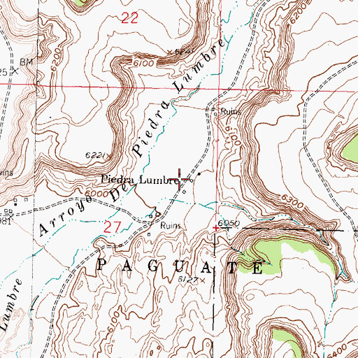 Topographic Map of Piedra Lumbre, NM