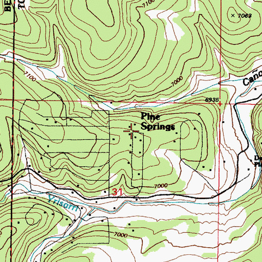 Topographic Map of Pine Springs, NM