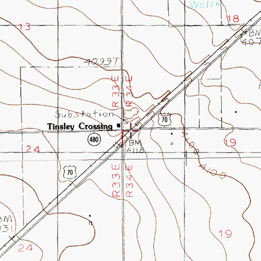 Topographic Map of Tinsley Crossing, NM