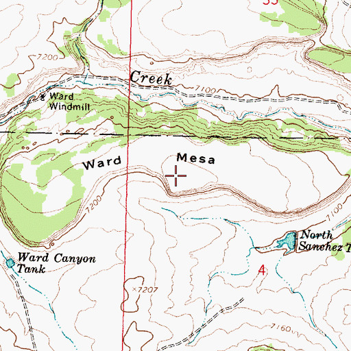 Topographic Map of Ward Mesa, NM