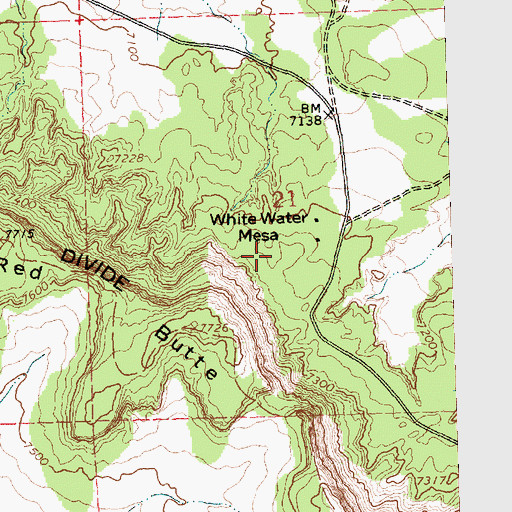 Topographic Map of White Water Mesa, NM