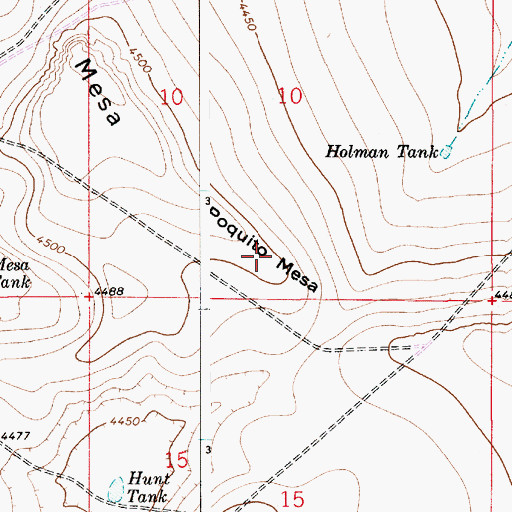 Topographic Map of PoquitA Mesa, NM