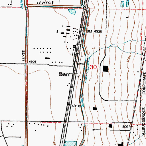 Topographic Map of Barr, NM
