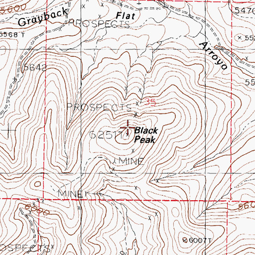 Topographic Map of Black Peak, NM