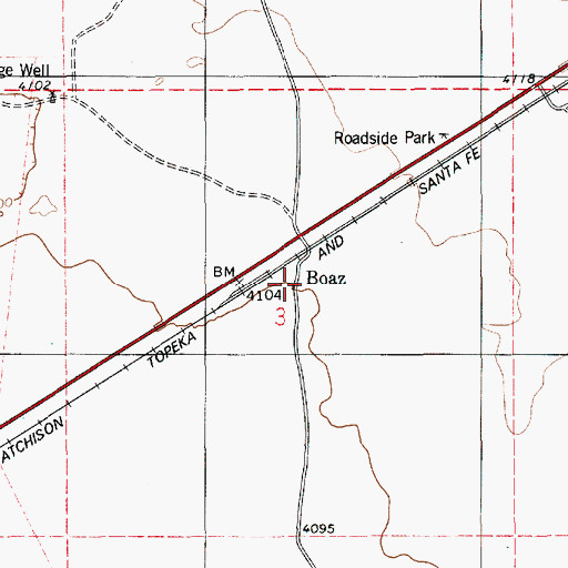 Topographic Map of Boaz, NM
