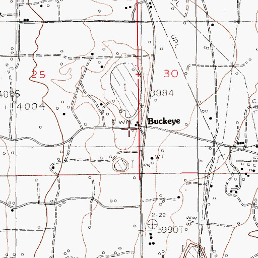 Topographic Map of Buckeye, NM