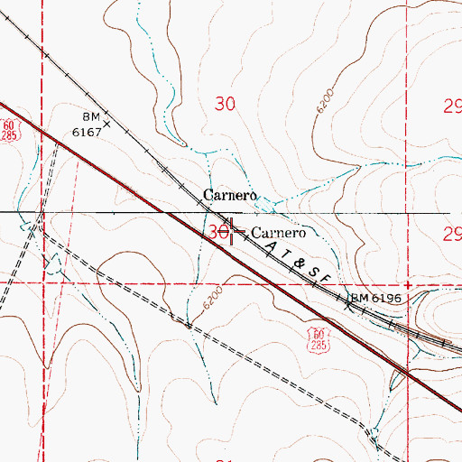 Topographic Map of Carnero, NM