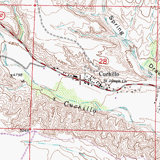 Topographic Map of Cuchillo, NM