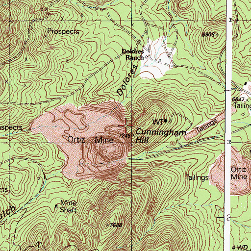Topographic Map of Cunningham Hill, NM
