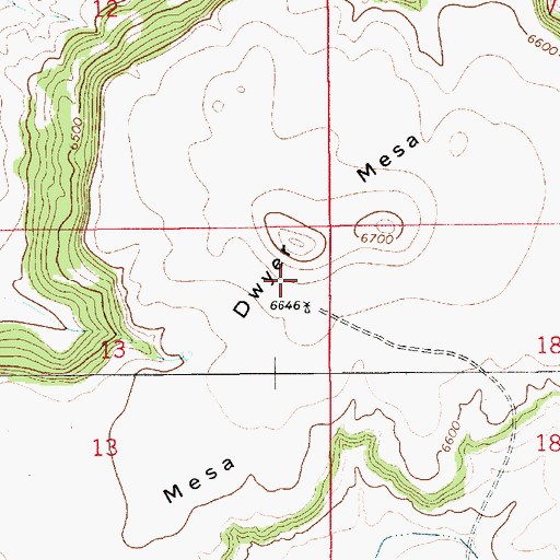 Topographic Map of Dwyer Mesa, NM