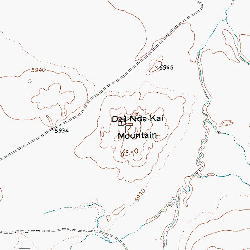 Topographic Map of Dzil Nda Kai Mountain, NM