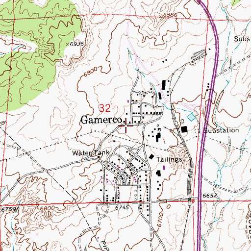 Topographic Map of Gamerco, NM