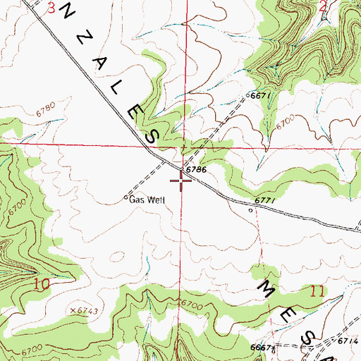 Topographic Map of Gonzales Mesa, NM