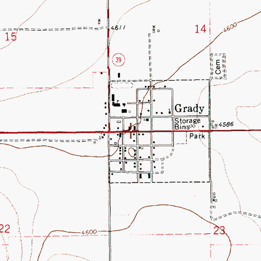 Topographic Map of Grady, NM