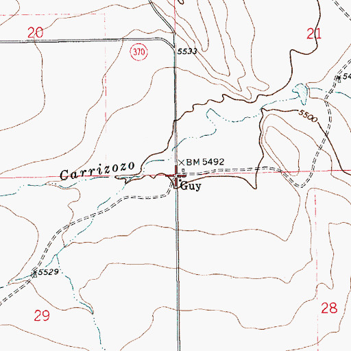 Topographic Map of Guy, NM