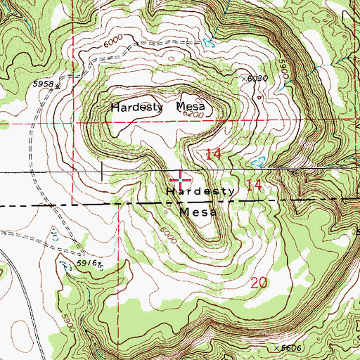 Topographic Map of Hardesty Mesa, NM