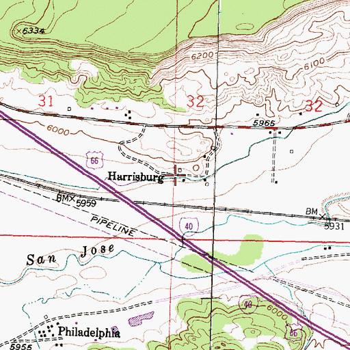 Topographic Map of Harrisburg, NM