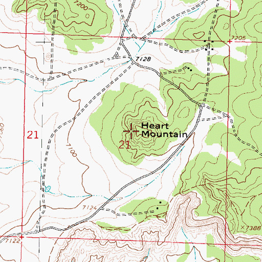 Topographic Map of Heart Mountain, NM