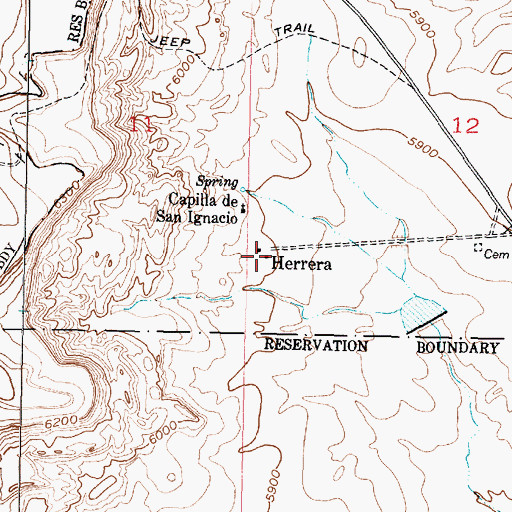 Topographic Map of Herrera, NM