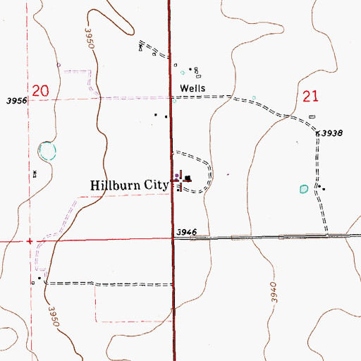 Topographic Map of Hillburn City, NM