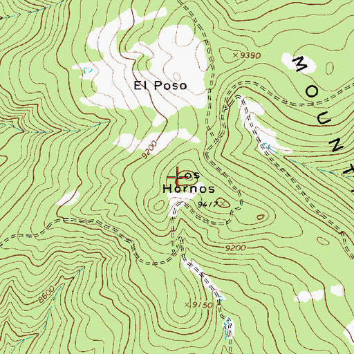 Topographic Map of Los Hornos, NM