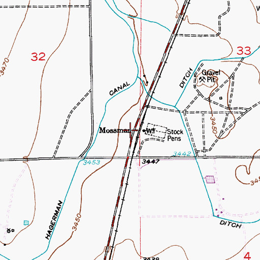 Topographic Map of Mossman, NM