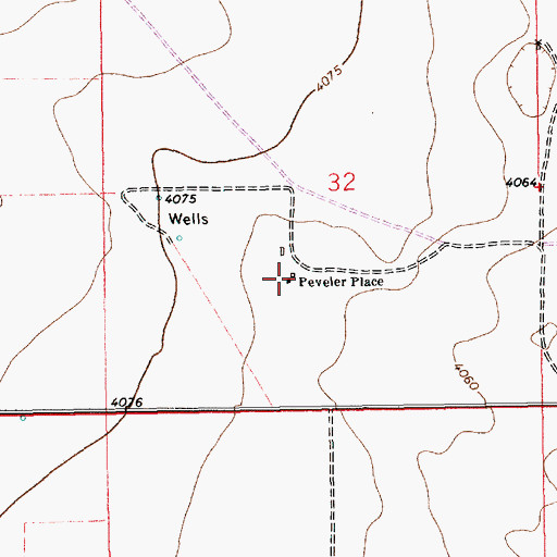 Topographic Map of Peveler Place, NM