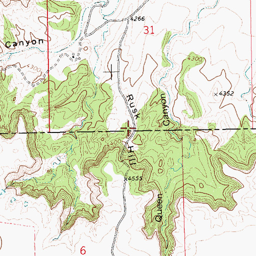 Topographic Map of Rusk Hill, NM