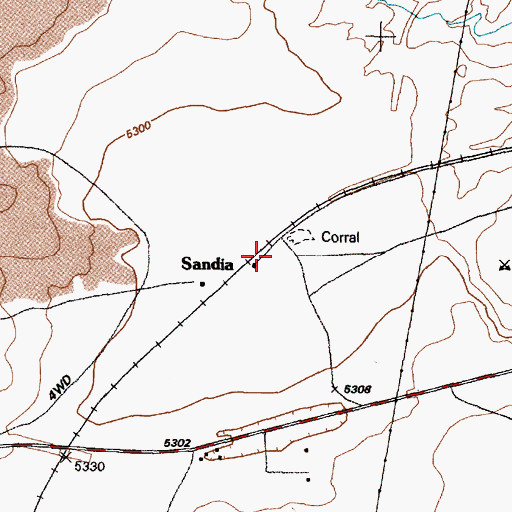 Topographic Map of Sandia, NM