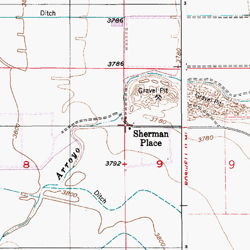 Topographic Map of Sherman Place, NM