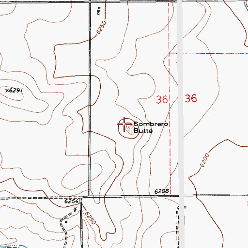 Topographic Map of Sombrero Butte, NM